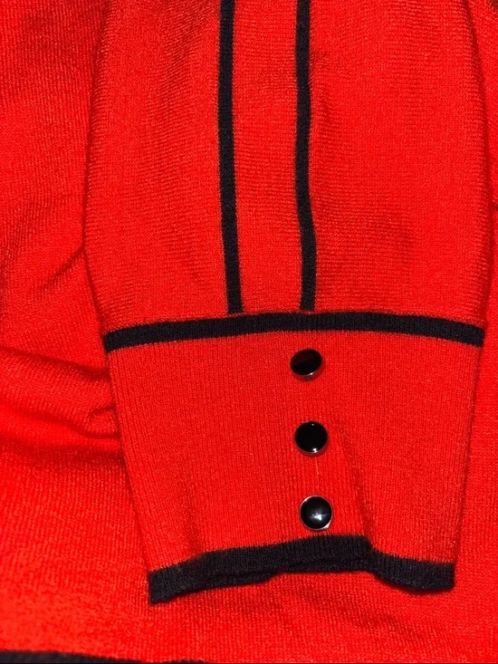 NWT Elegant Sweater w/Black Accents, P2P:29”, L:27”, Red/Orange/Black, RT $68 - Picture 5 of 5